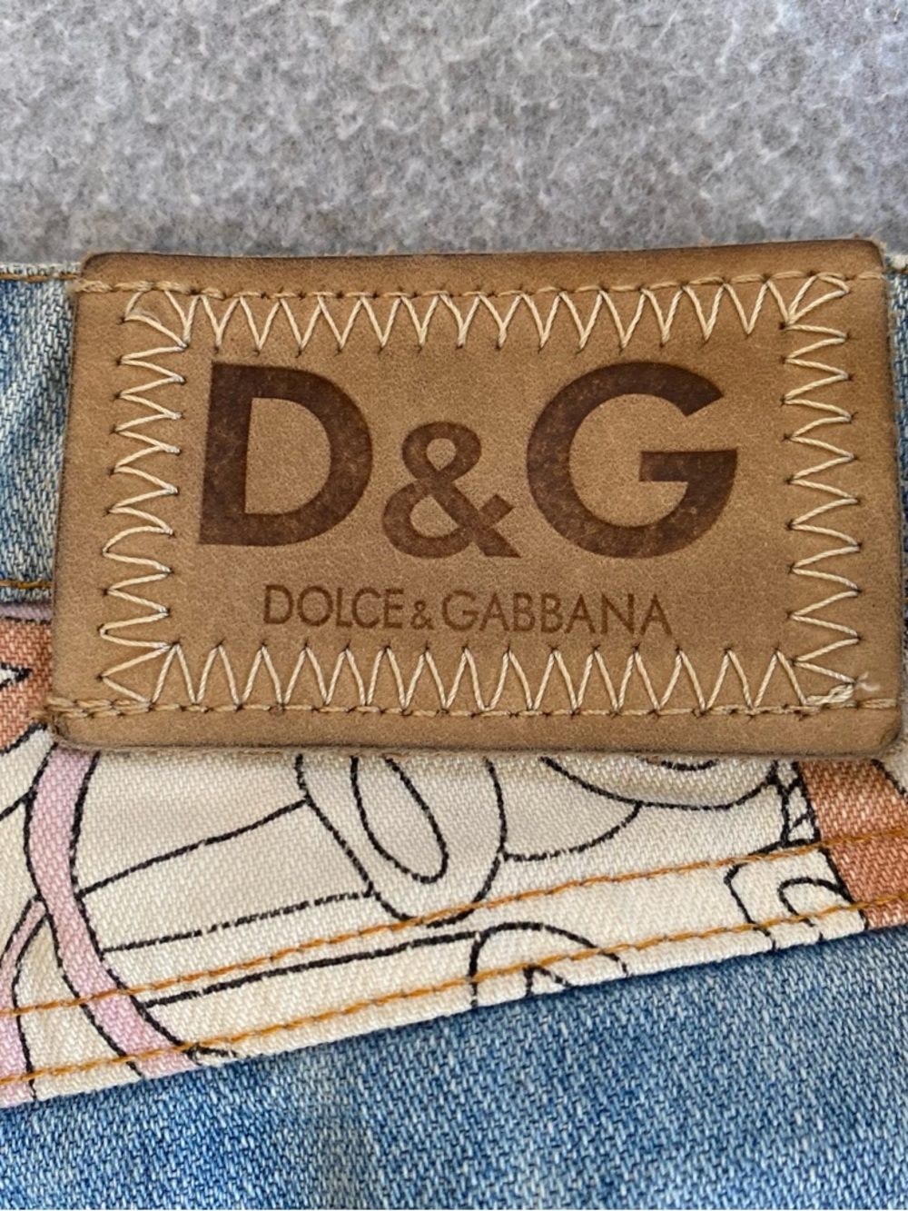 Vintage Y2K Dolce & Gabbana D&G Women Denim Jeans/ Fabric Boho Floral Pants 27-4 - Picture 16 of 16